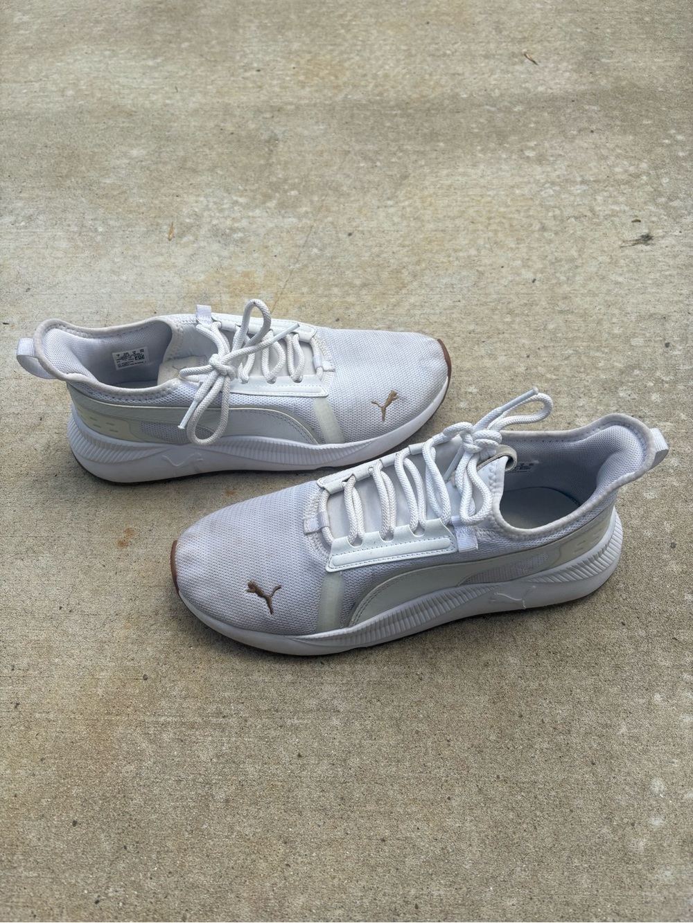 Puma White Sneakers with Subtle Gold Logo